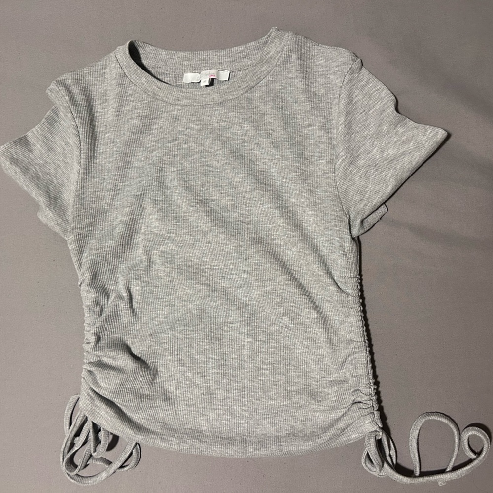 Gray Side Drawstring Crop Top